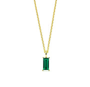 This May birthstone necklace features a vibrant green gemstone, beautifully set as a pendant necklace for women.
